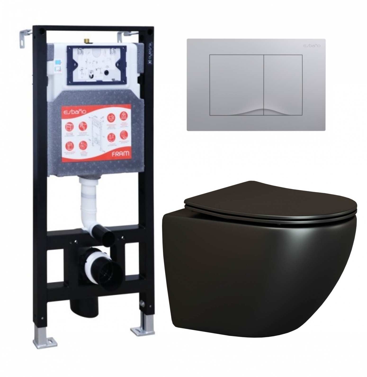 

Комплект инсталляция ESBANO FRAM + Унитаз Ceramica Nova Metropol + кнопка хром матовая