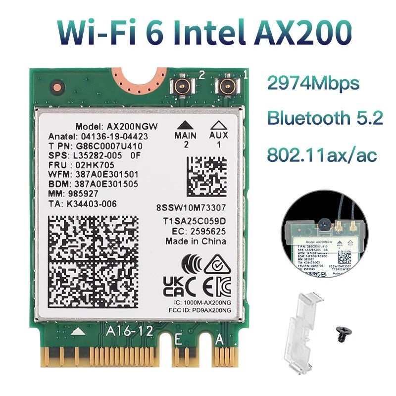 

Приемник Wi-Fi NoBrand M.2 802.11ax; 802.11ac, Зеленый;белый