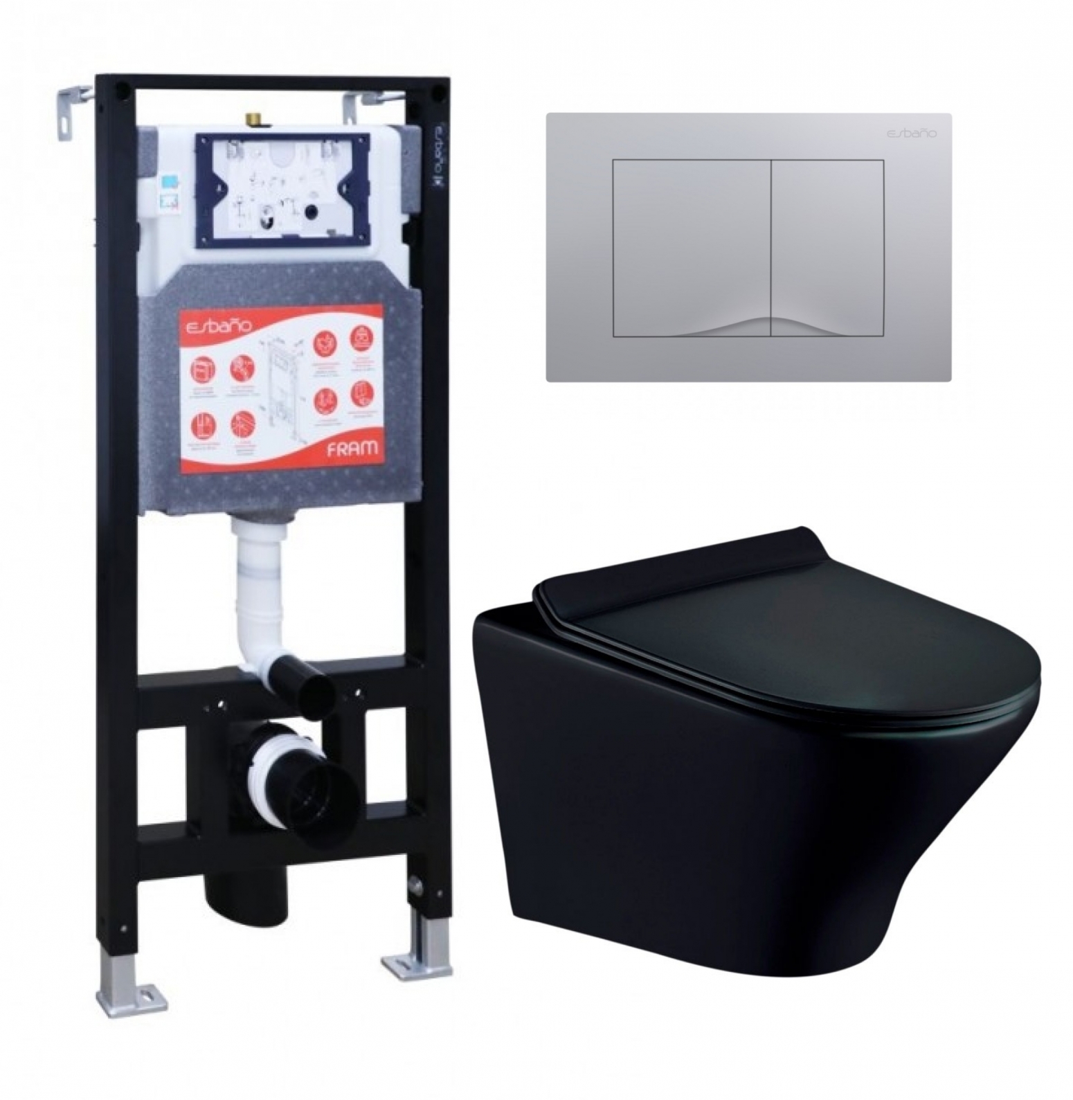 

Комплект инсталляция ESBANO FRAM + Унитаз Esbano Aster + кнопка хром матовая