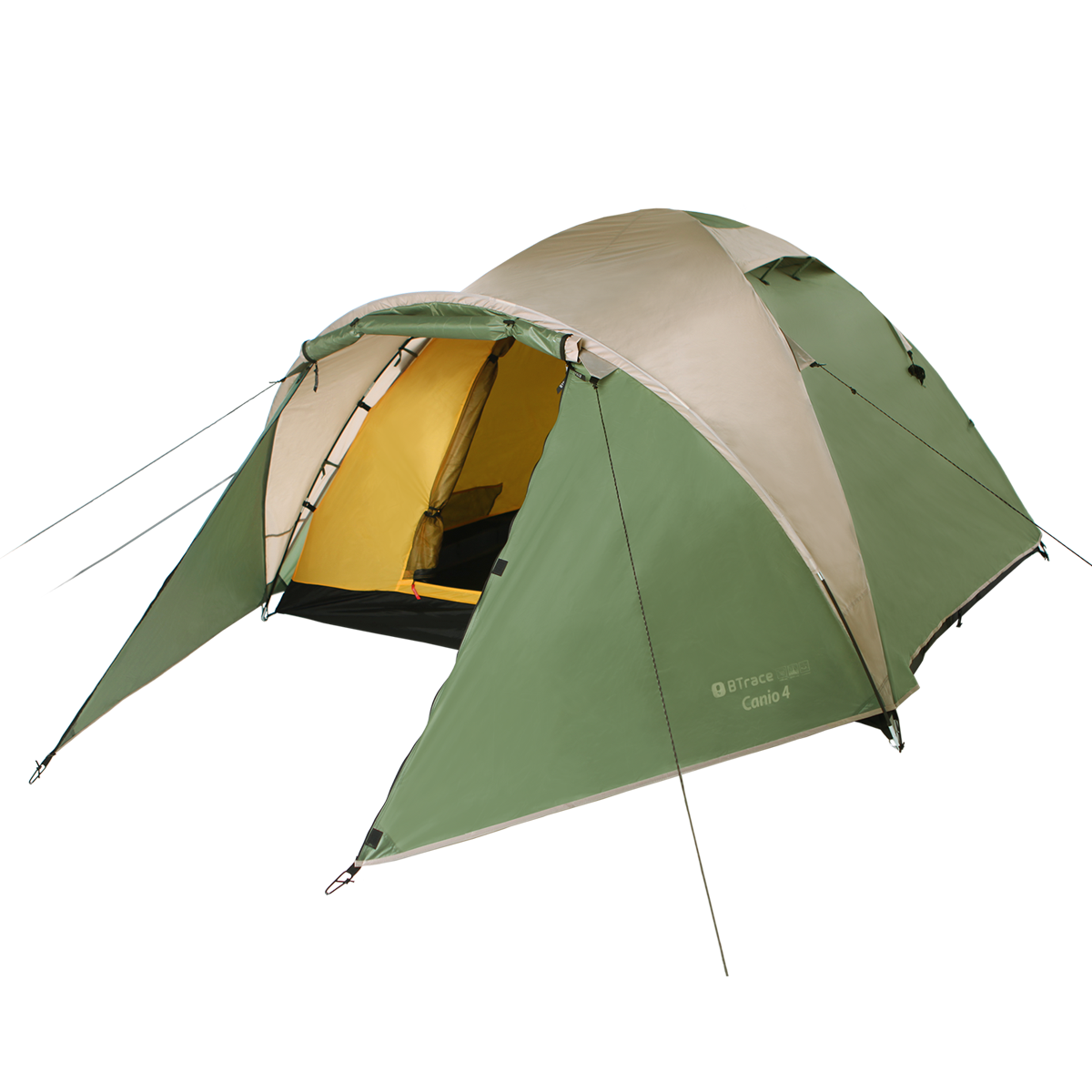 фото Трехместная палатка с увеличенным тамбуром btrace canio 3 (зеленый/бежевый)