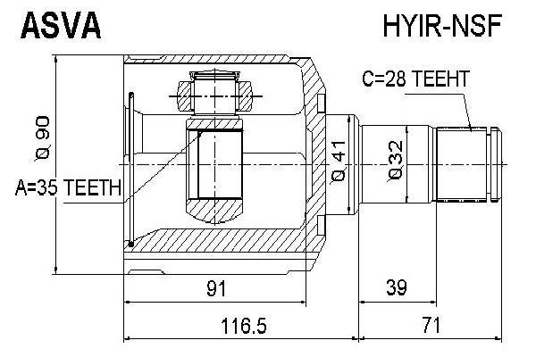 

ШРУС ВНУТР R 35X42X28