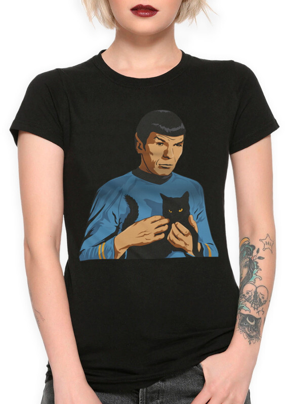 

Футболка женская Dream Shirts Спок с Котом черная M, Спок с Котом