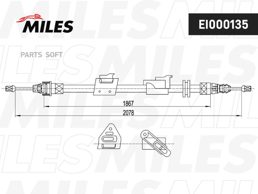 

MILES EI000135 Трос ручного тормоза FORD GALAXY 07-/MONDEO 06-/S-MAX 07- задний лев. 1шт