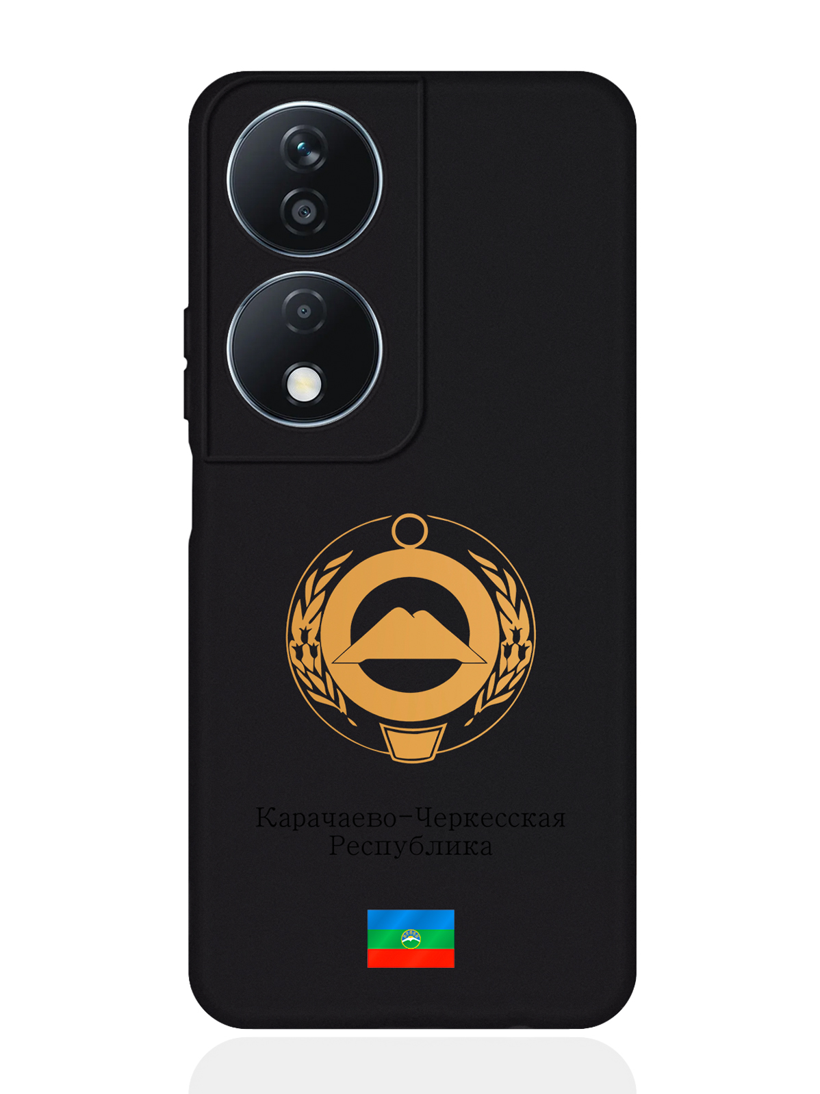 

Чехол SignumCase для Honor X7b Золотой Герб Карачаево-Черкесской Республики, Золотистый;черный