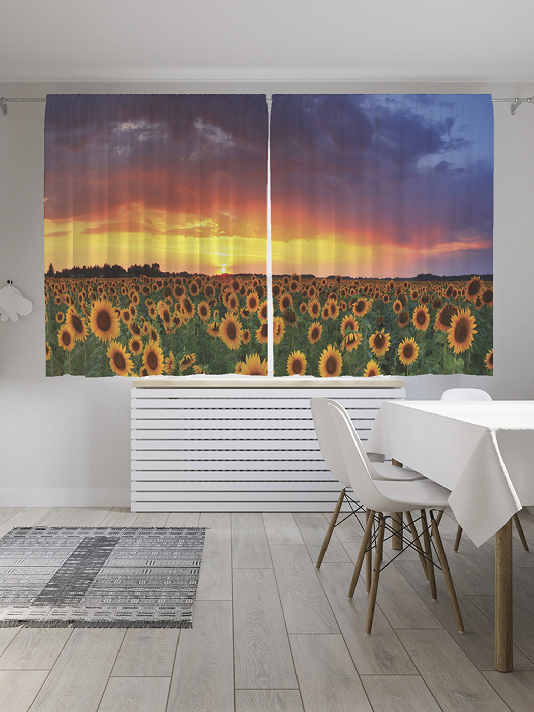 

Шторы JoyArty с фотопечатью "Вечерние подсолнухи" из сатена, 290х180 см, Вечерние подсолнухи