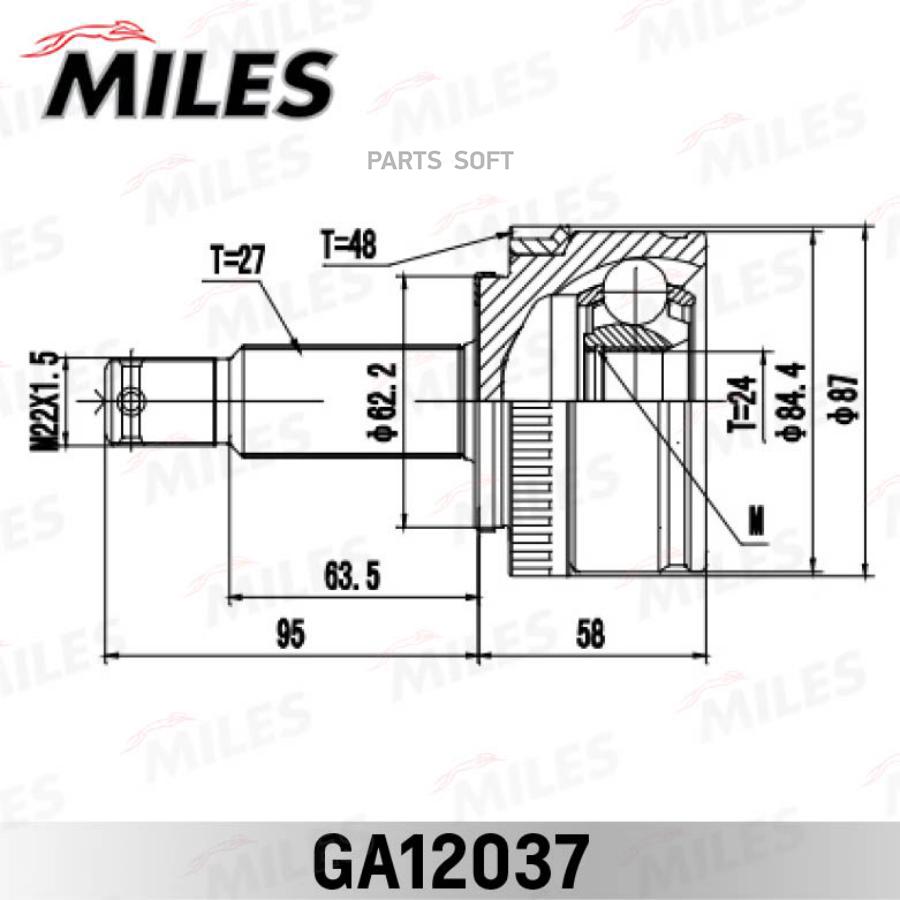 

MILES GA12037 ШРУС наружный HYUNDAI ix35/TUCSON 10- GSP 824244 GA12037 1шт