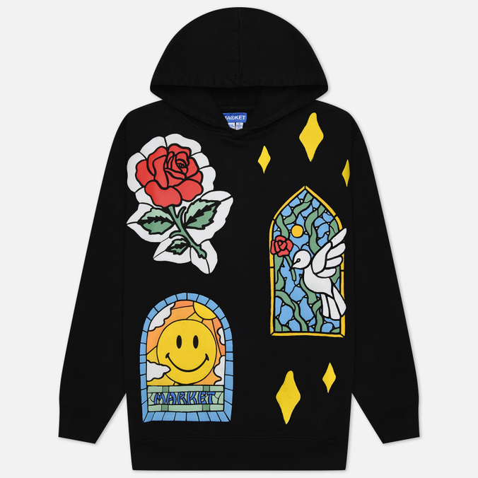 

Мужская толстовка MARKET Smiley Cathedral Glass Hoodie чёрный, Размер M, Черный, Smiley Cathedral Glass Hoodie
