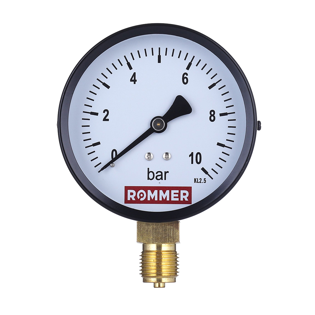 ROMMER Манометр радиальный. Корпус Dn 100 мм 1/2 , 0...10 бар, кл.2.5