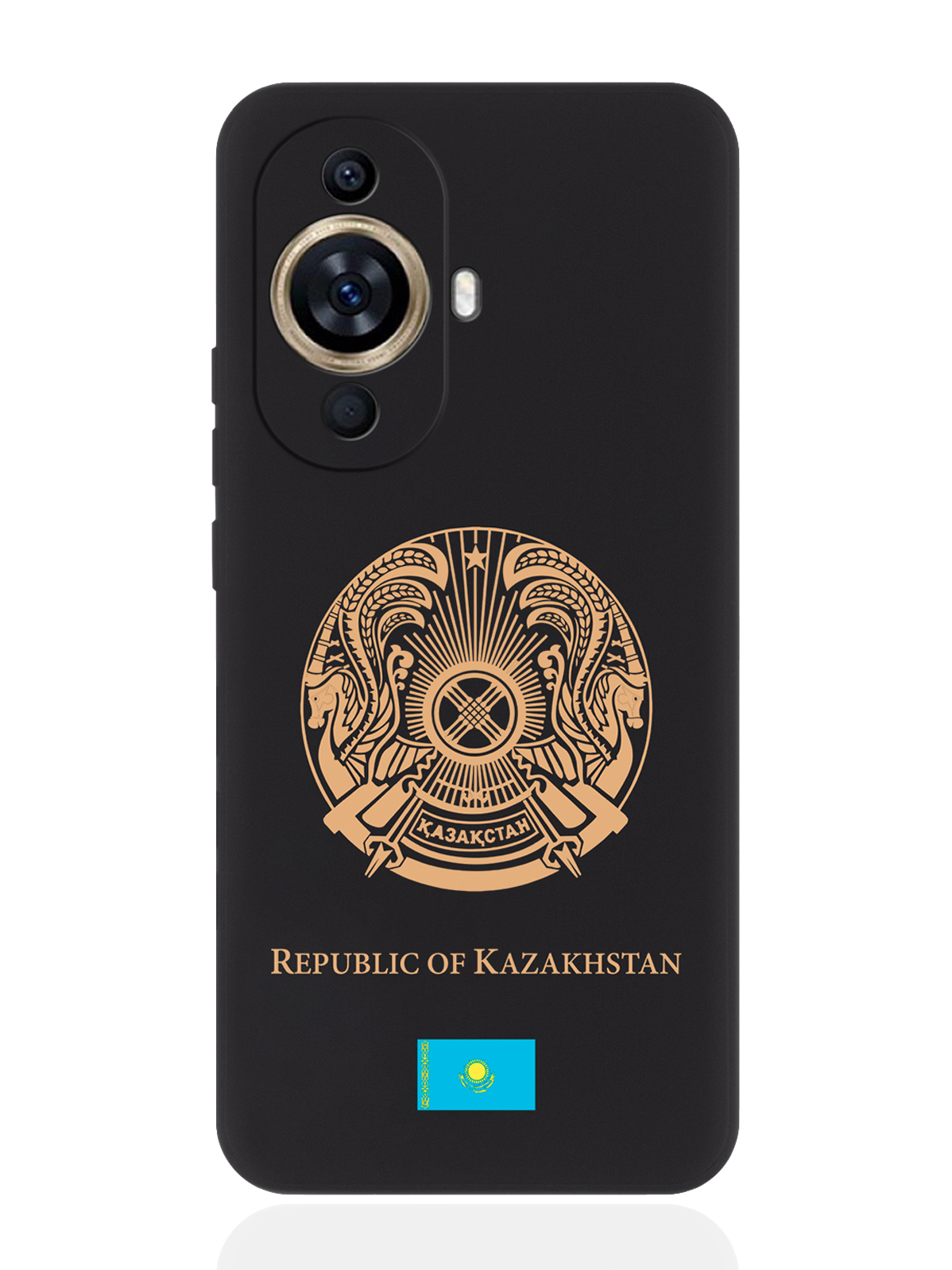 

Чехол SignumCase для Huawei Nova 11 Золотой Герб Казахстана, Золотистый;черный