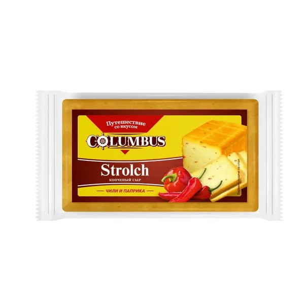 Сыр полутвердый Columbus Strolch копченый с чили и паприкой 50% БЗМЖ 200 г