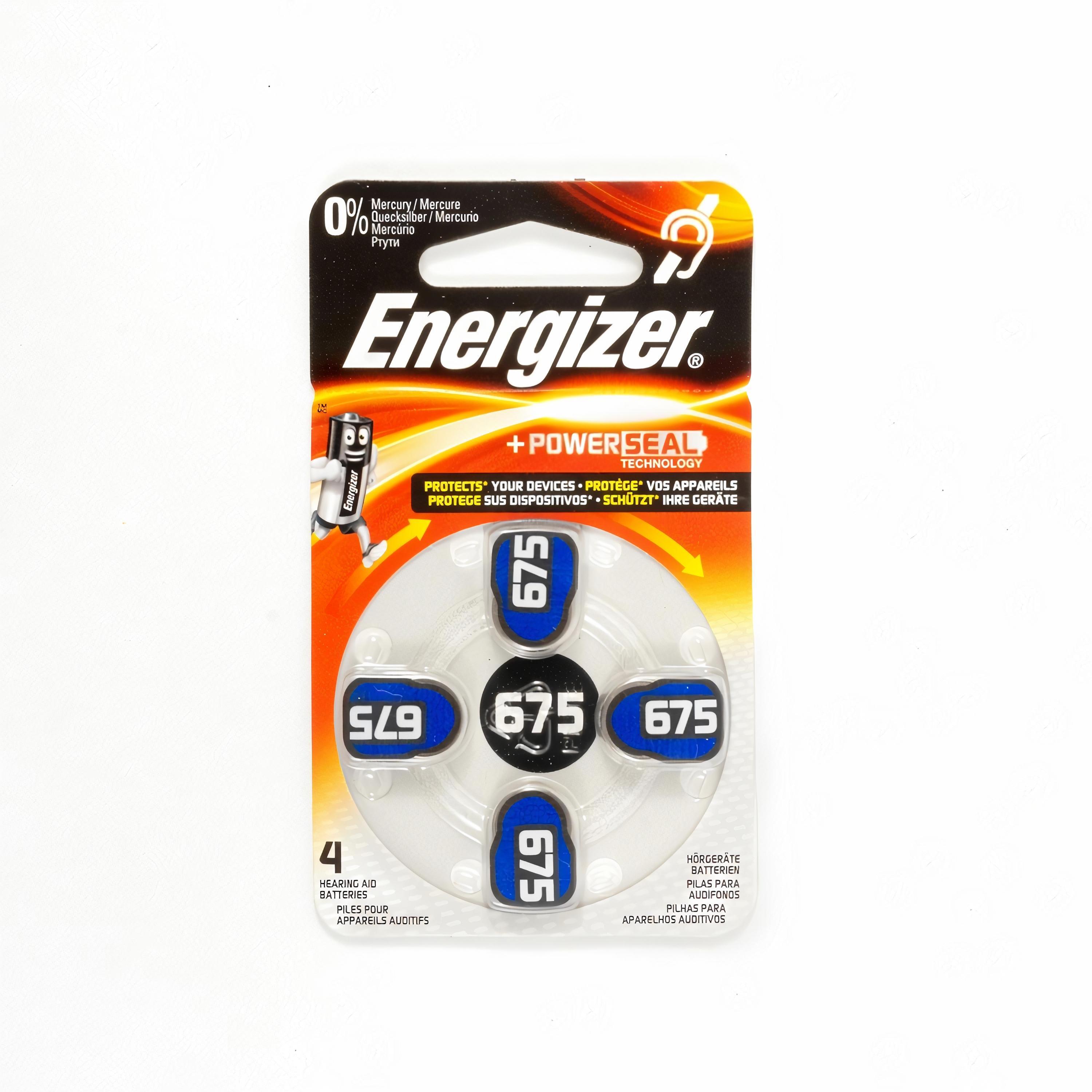 фото Батарейкa для слуховых аппаратов energizer zinc air675/ воздушно- цинковая/ 1.45в/ 4 штук