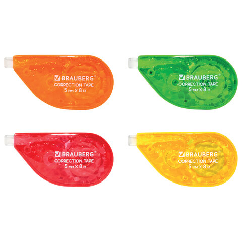 

Корректирующая лента BRAUBERG FRESH ZONE 5 мм х 8 м корпус ассорти 12шт, Белый