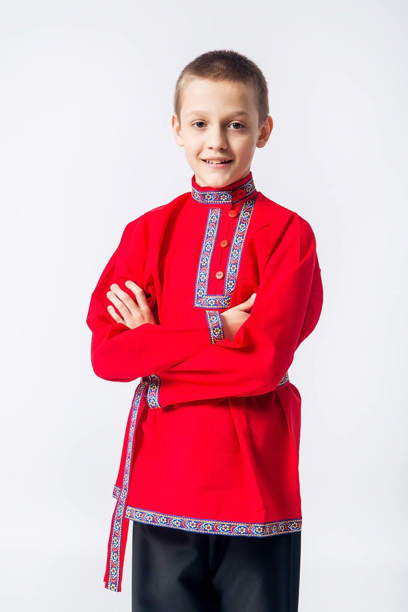 

Косоворотка Емеля русская народная рубаха красная 11-12 лет, Красный, Емеля