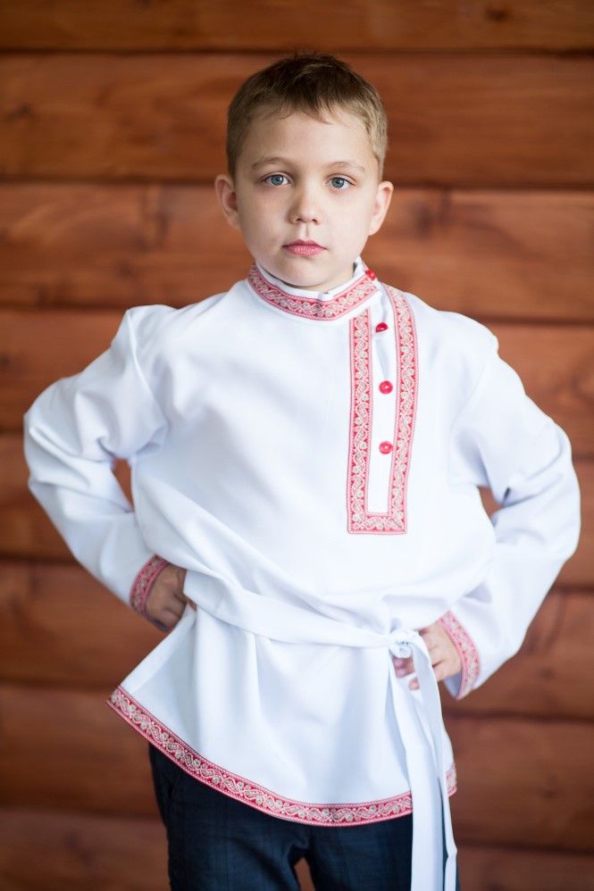 

Косоворотка Иван русская народная рубаха белая 11-12 лет, Белый, Иван