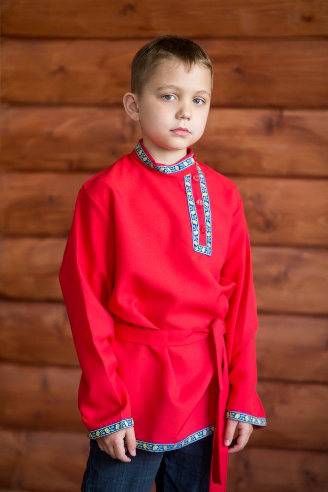 

Косоворотка Иван русская народная рубаха красный 5-6 лет, Иван