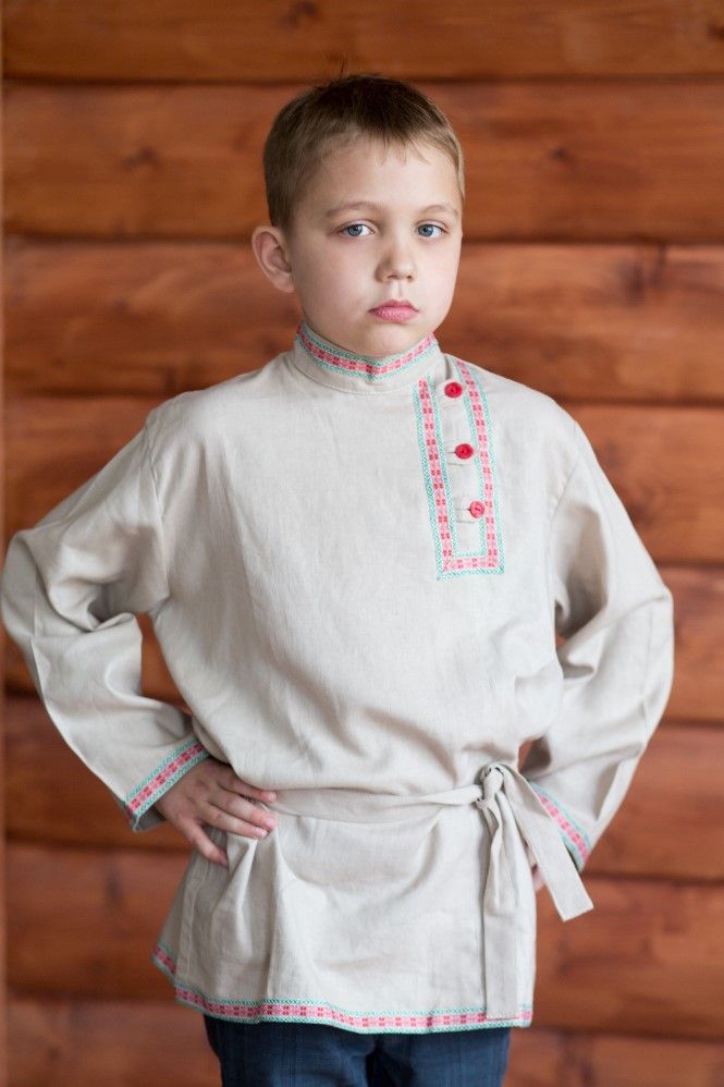 

Косоворотка Владимир русская народная рубаха серая 5-6 лет, Серый, Владимир