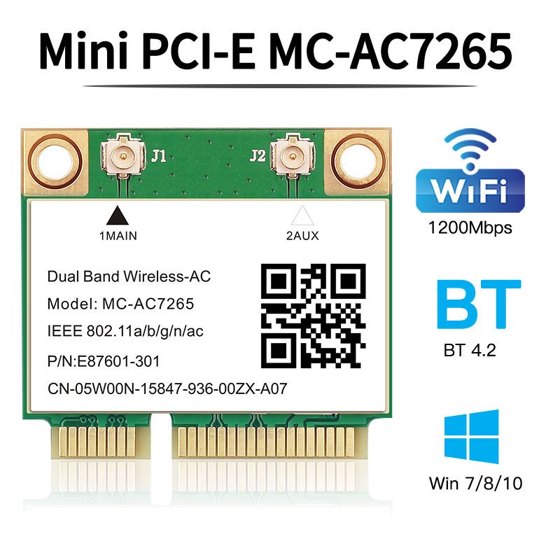 

Приемник Wi-Fi NoBrand для ноутбука Mini PCI-e 802.11ac, Зеленый;белый