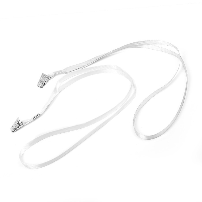 

Лента для бейджа, 10 мм х 80 см, с металлической прищепкой, белая, (100шт.), Белый