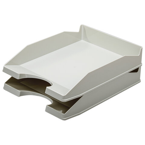 

Лоток горизонтальный для бумаг BRAUBERG Modern 346х254х61 мм серый 2 шт