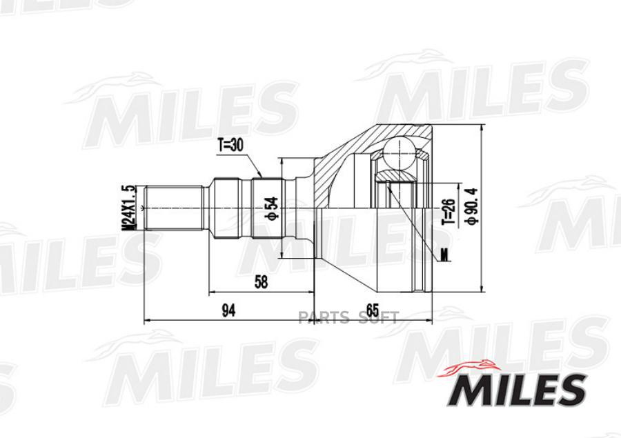 

MILES GA20351 ШРУС OPEL ASTRA/VECTRA 1.9D-3.2 02- нар. 1шт