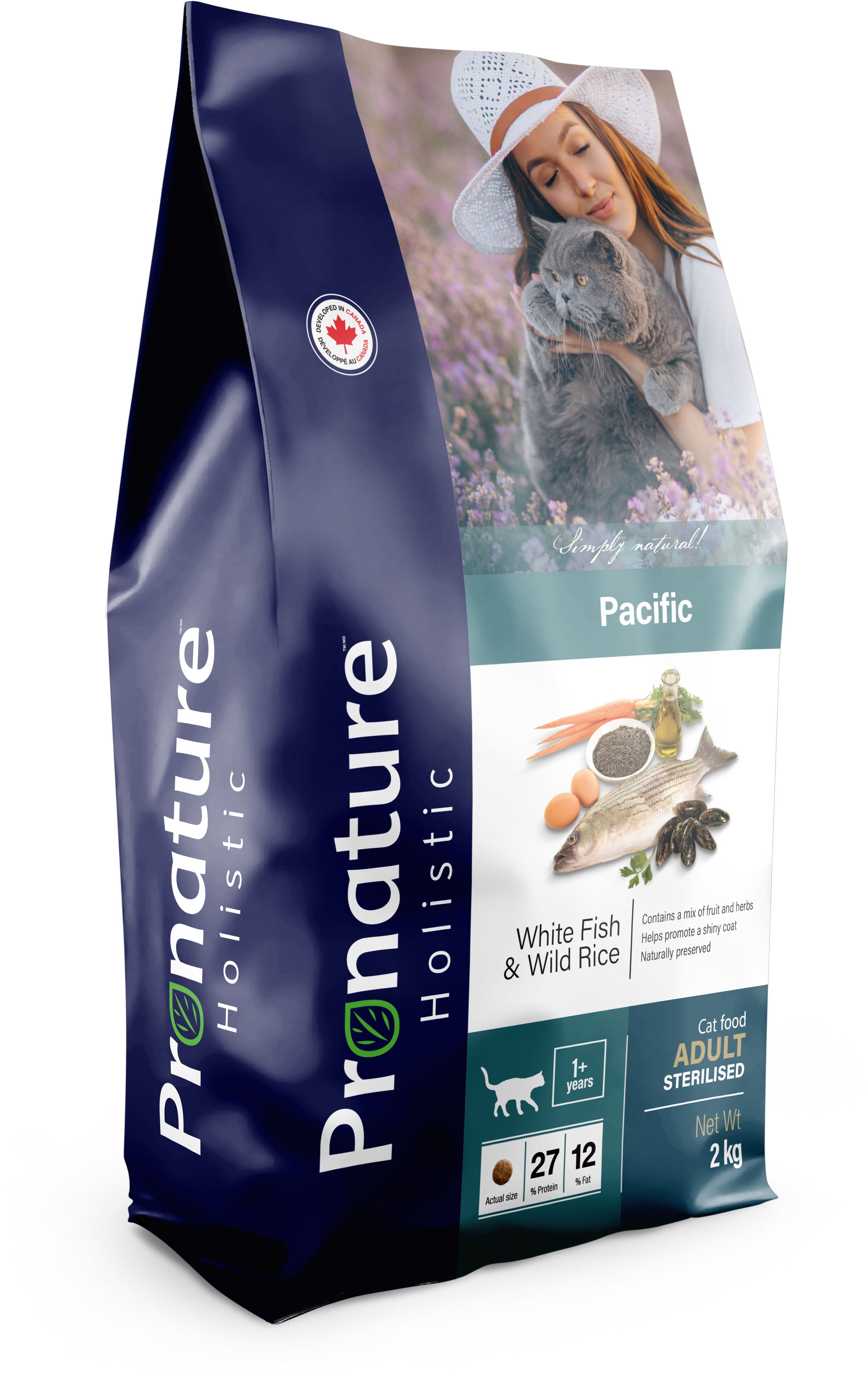 

Сухой корм для кошек Pronature Holistic, для стерилизованных, белая рыба, рис, 2 кг