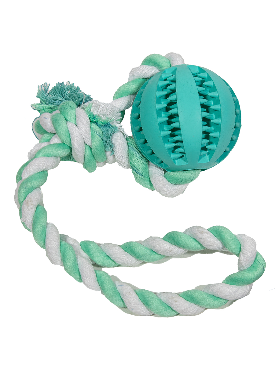 Игрушка для собак Мяч Dental с веревкой, 7см резина