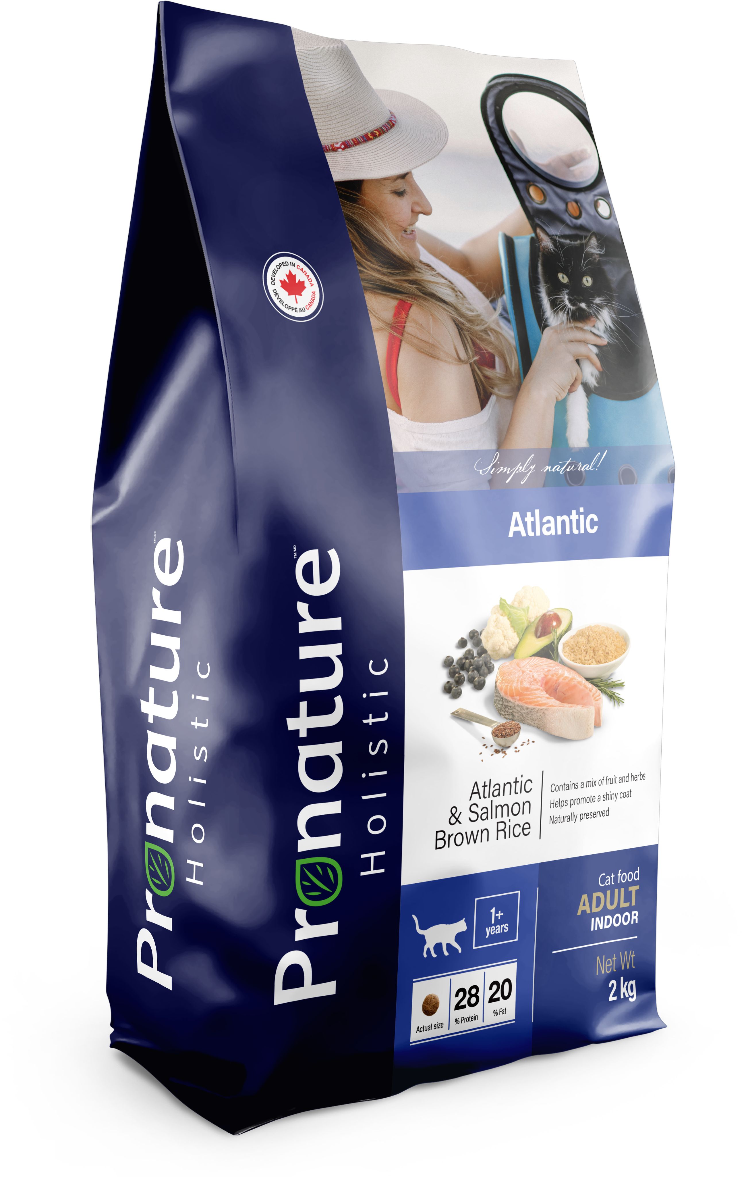 Сухой корм для кошек Pronature Holistic Atlantic, для кожи и шерсти, лосось, рис, 2 кг