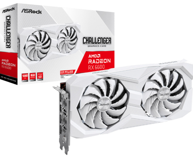 

Видеокарта ASRock RX6600 CLW 8G Challenger White 8Gb, Белый, Radeon RX 6600