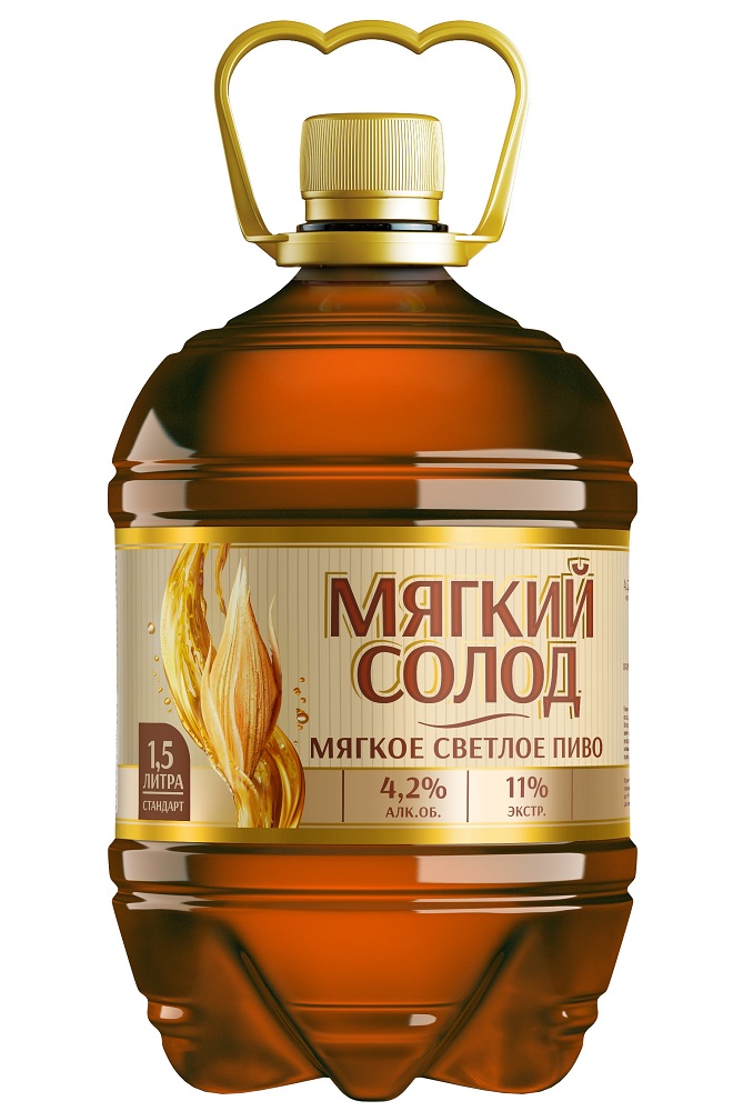 

Пиво Мягкий солод светлое 4,2% 1,5 л