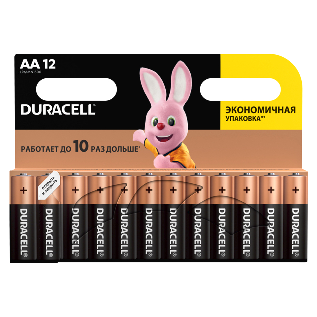 Батарейки Duracell Basic АА (LR6), 12 шт батарейки duracell aaa 1 5в 18 шт