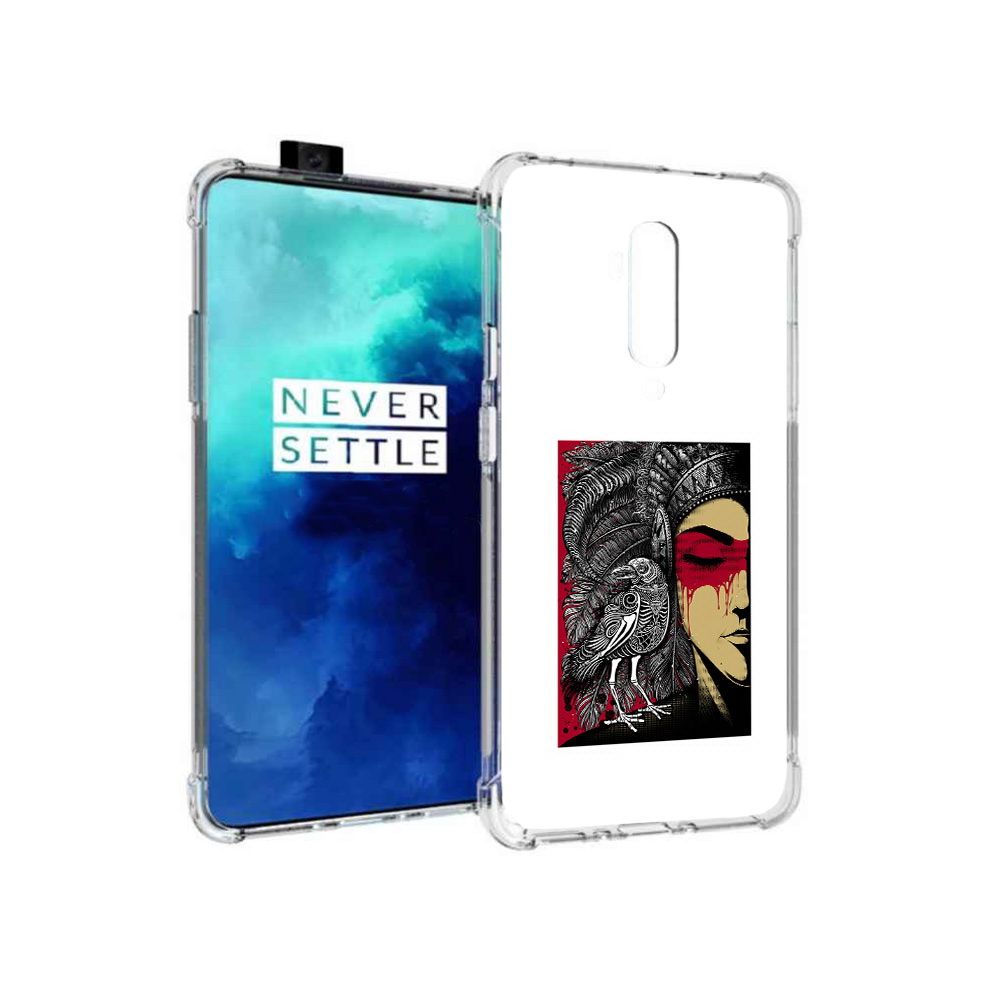 

Чехол MyPads Tocco для OnePlus 7T Pro девушка с вороном в абстракции (PT139735.142.311), Прозрачный, Tocco