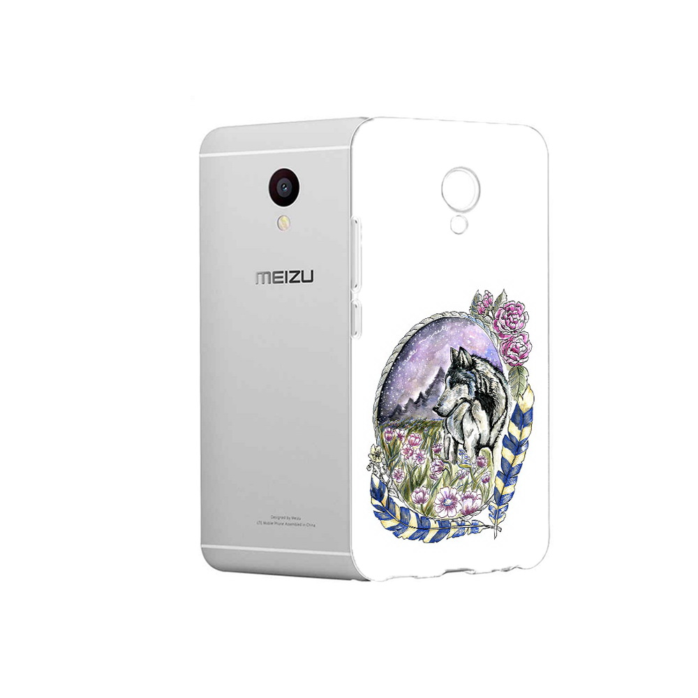 

Чехол MyPads Tocco для Meizu M3 нарисованный волк в цветах с перьями (PT46043.81.509), Прозрачный, Tocco