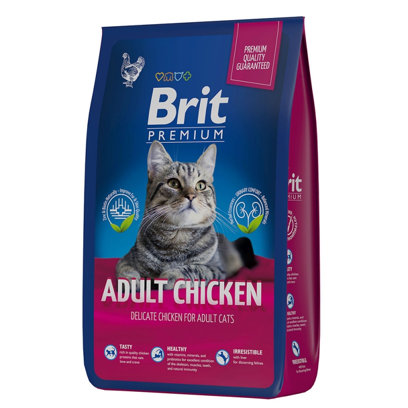 фото Сухой корм для кошек brit adult cat premium; курица; 8кг