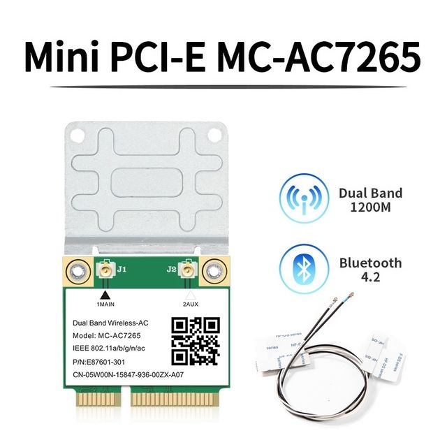 

Приемник Wi-Fi NoBrand для компьютера Mini PCI-e 802.11ac, Зеленый;белый