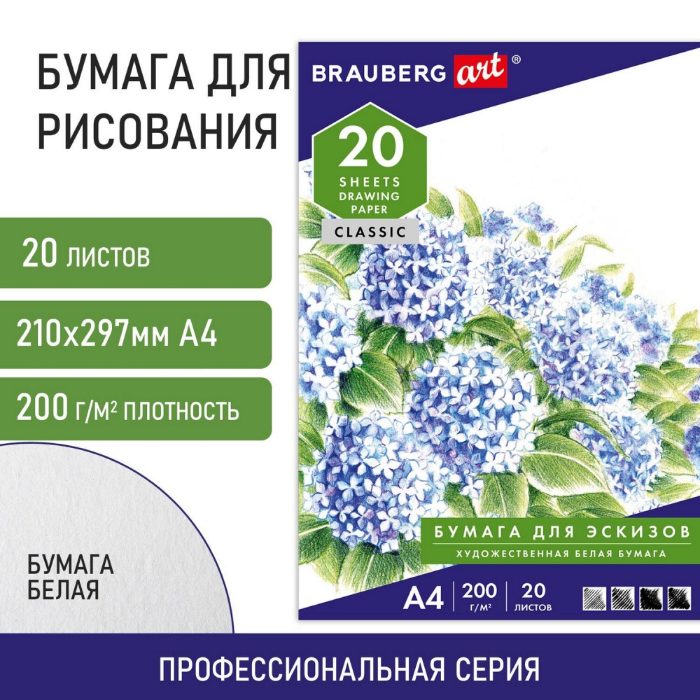 Папка для рисования Brauberg 129223 А4 20 листов 200 г/м2 10 штук