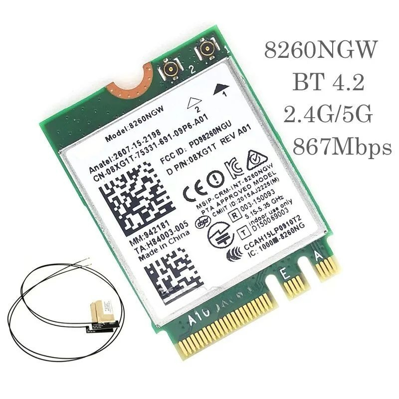 

Приемник Wi-Fi NoBrand M.2 802.11n; 802.11a; 802.11g; 802.11ac, Зеленый;белый