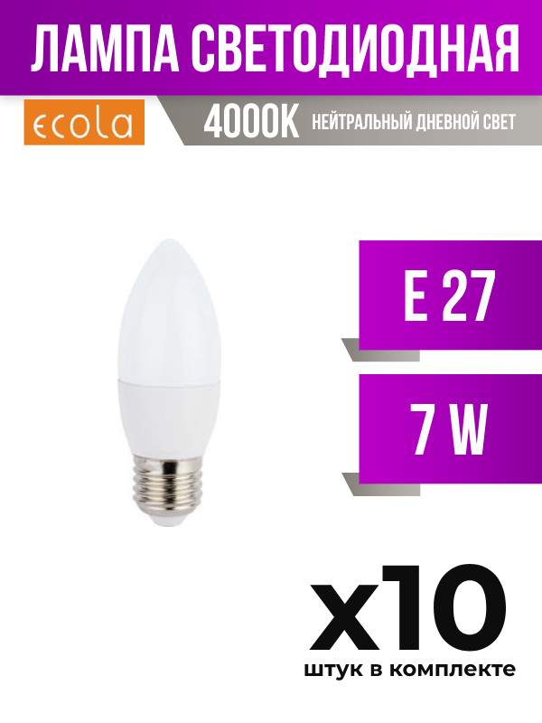

Лампа светодиодная Ecola E27 7W 4000K, арт. 496769, 10 шт., 496769