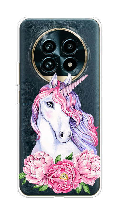

Чехол на Realme 13 Pro+/13 Pro "Единорог с пионами", Розовый;белый;зеленый, 2518150-1