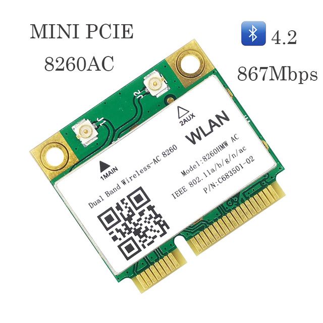 

Приемник Wi-Fi NoBrand для компьютера Mini PCI-e 802.11ax; 802.11ac, Зеленый;белый