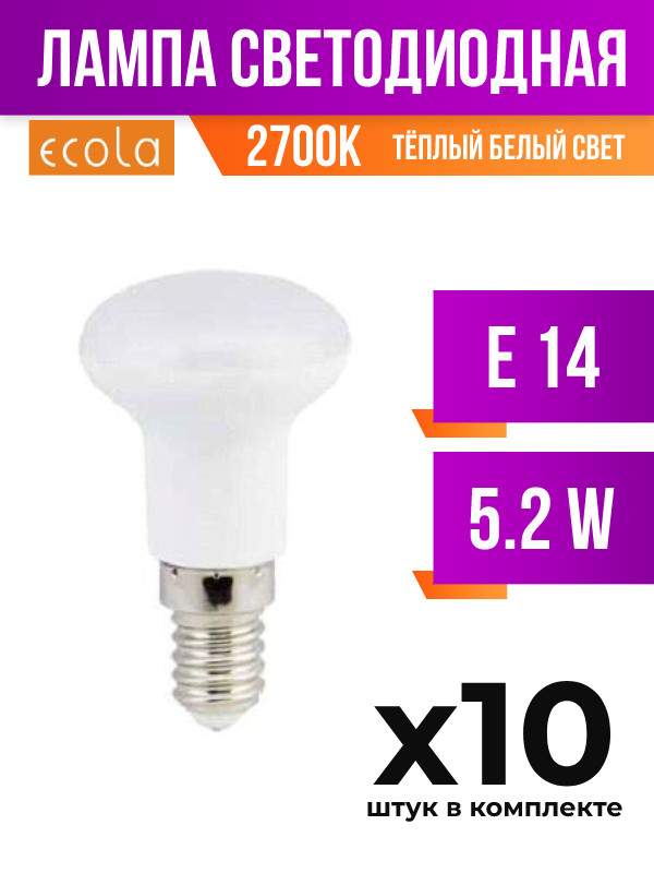 

Лампа светодиодная Ecola E14 5,2W R39 2700K, арт. 485334, 10 шт., 485334