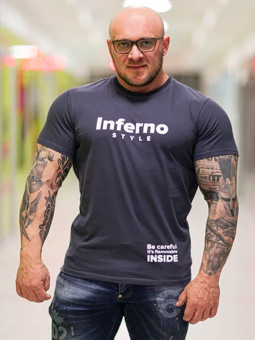 

Футболка мужская INFERNO style Ф-001-006 серая M, Серый, Ф-001-006