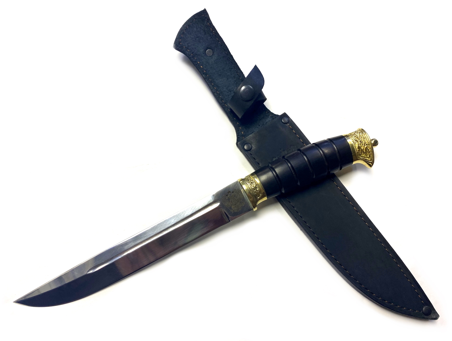Нож Русский Молот Пластунский, кованая 95Х18, граб, латунь (с литьем)