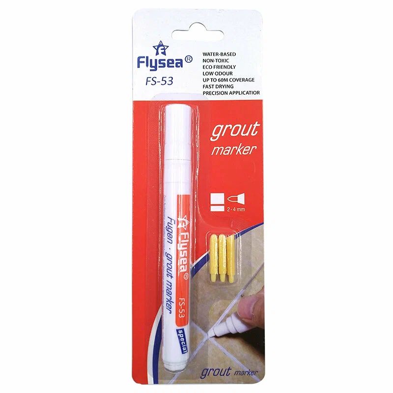 Маркер краска для плиточных швов Flysea Grout Marker 2-4 мм + 3 запасных наконечника, белы маркер краска для плиточных швов artline grout pen 2 4 мм белый ek419 396