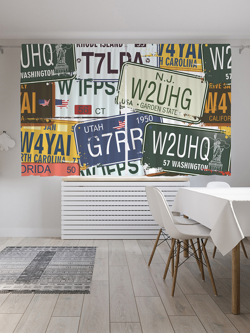 

Шторы JoyArty с фотопечатью "Номерные знаки" из сатена, 290х180 см, Номерные знаки