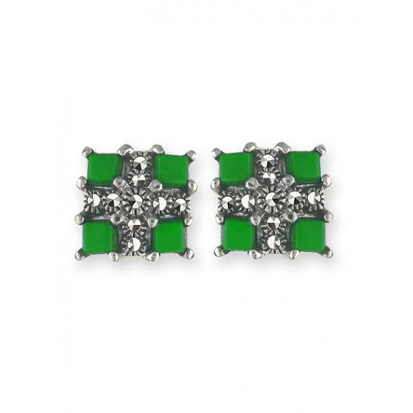 

Серьги из серебра с марказитом/хризопразом Марказит HE0565, HE0565_марказит, хризопраз