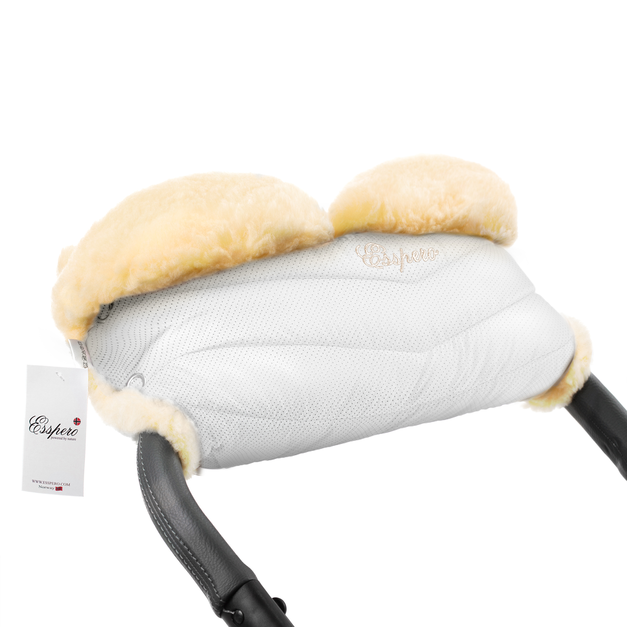 Муфта для рук на коляску Esspero Cosy Lux, натуральная шерсть, White конверт в коляску esspero markus almond 100% шерсть