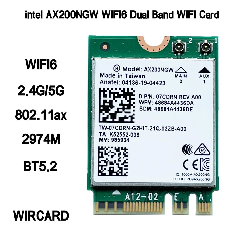 

Приемник Wi-Fi NoBrand M.2 802.11ax, Зеленый;белый