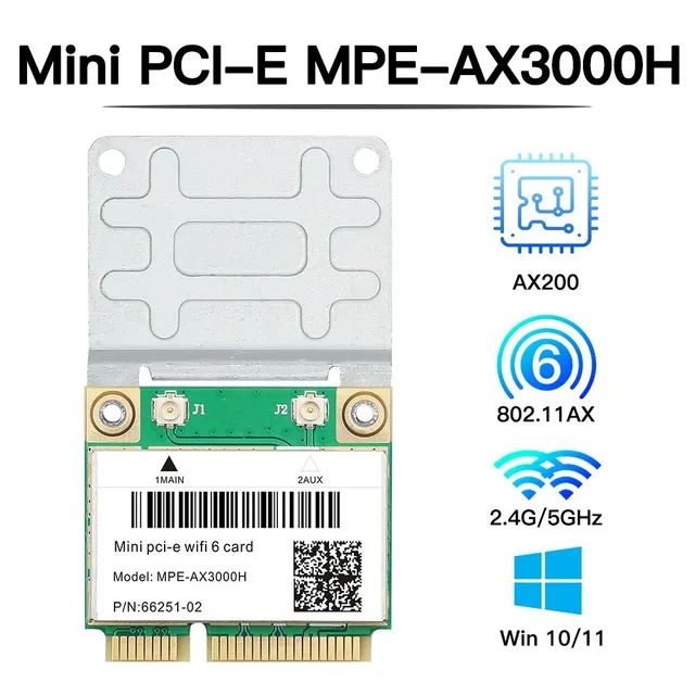 

Приемник Wi-Fi NoBrand для компьютера Mini PCI-e 802.11ax, Зеленый;белый
