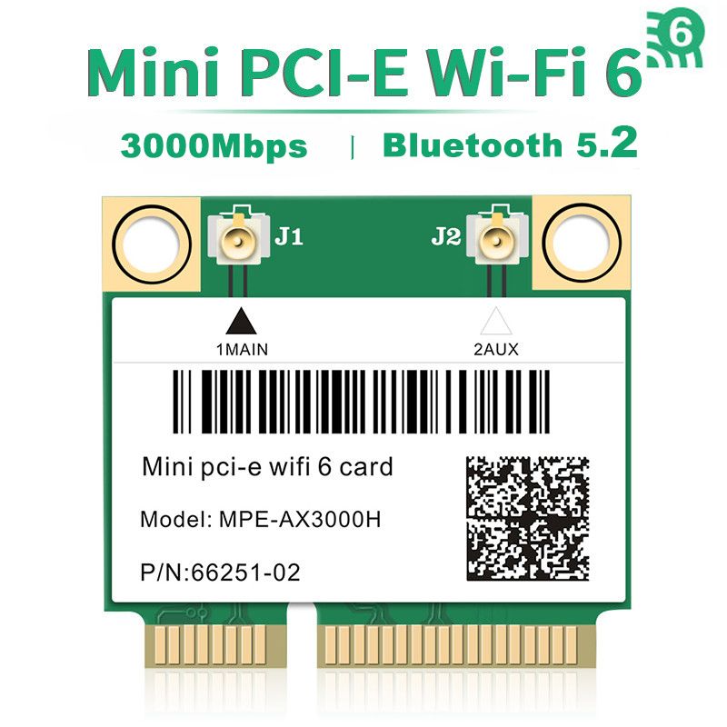 

Приемник Wi-Fi NoBrand Mini PCI-e 802.11n; 802.11ax; 802.11a; 802.11g; 802.11ac, Зеленый;белый