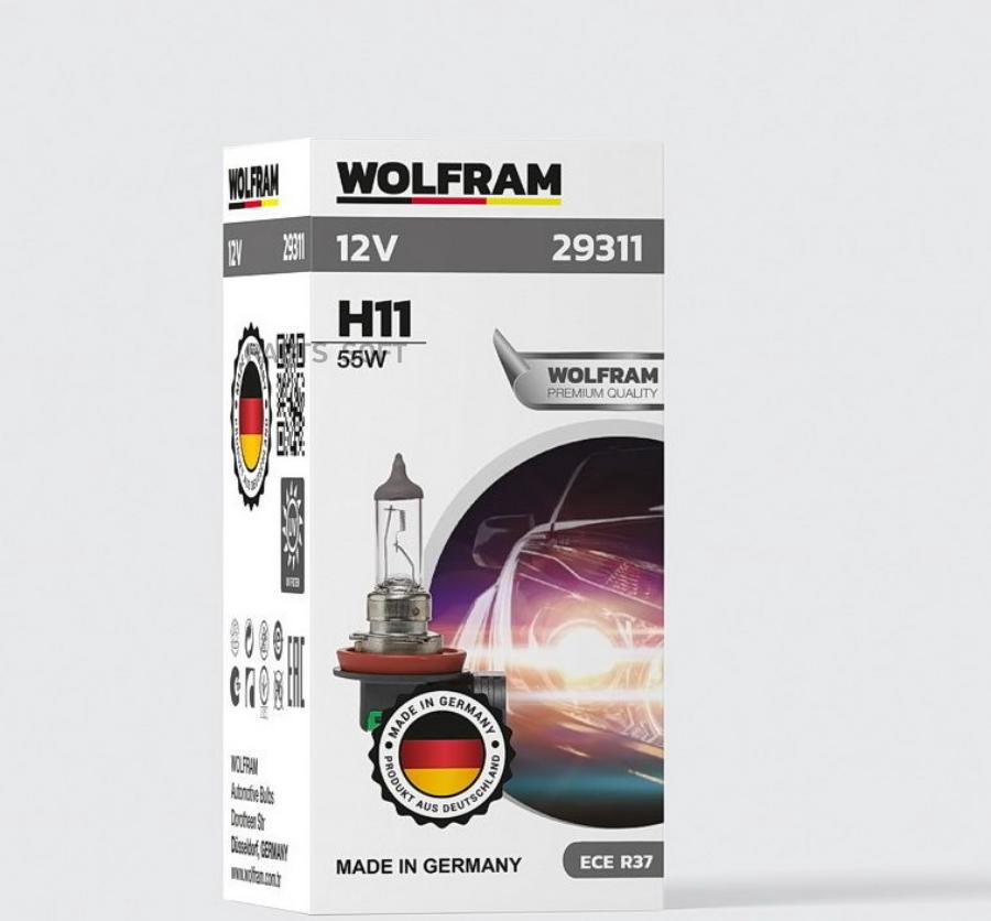 Лампа 12V H11 55W Pgj19-2 Wolfram Halogen Bulb 1 Шт. Картон 29311 1Шт WOLFRAM 29311